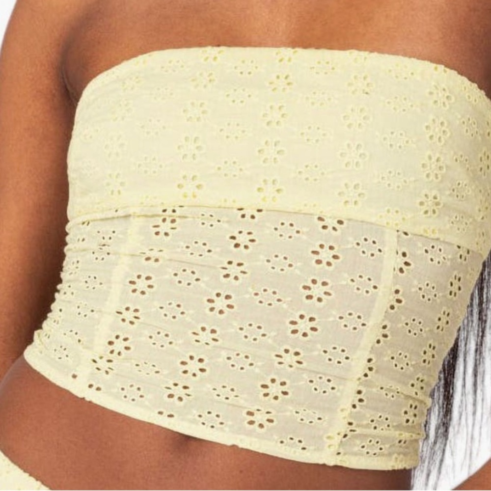 NWT Women yellow eyelet‎ corset top 
 whimsigoth Y2K fairycore coquette size M - Picture 11 of 11